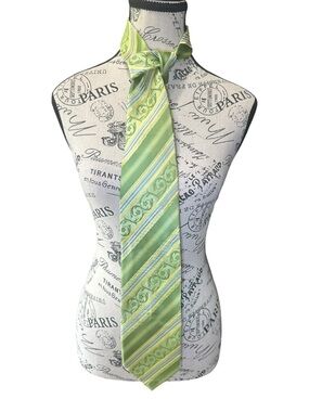 Karl Knox Light Green Floral & Striped Tie